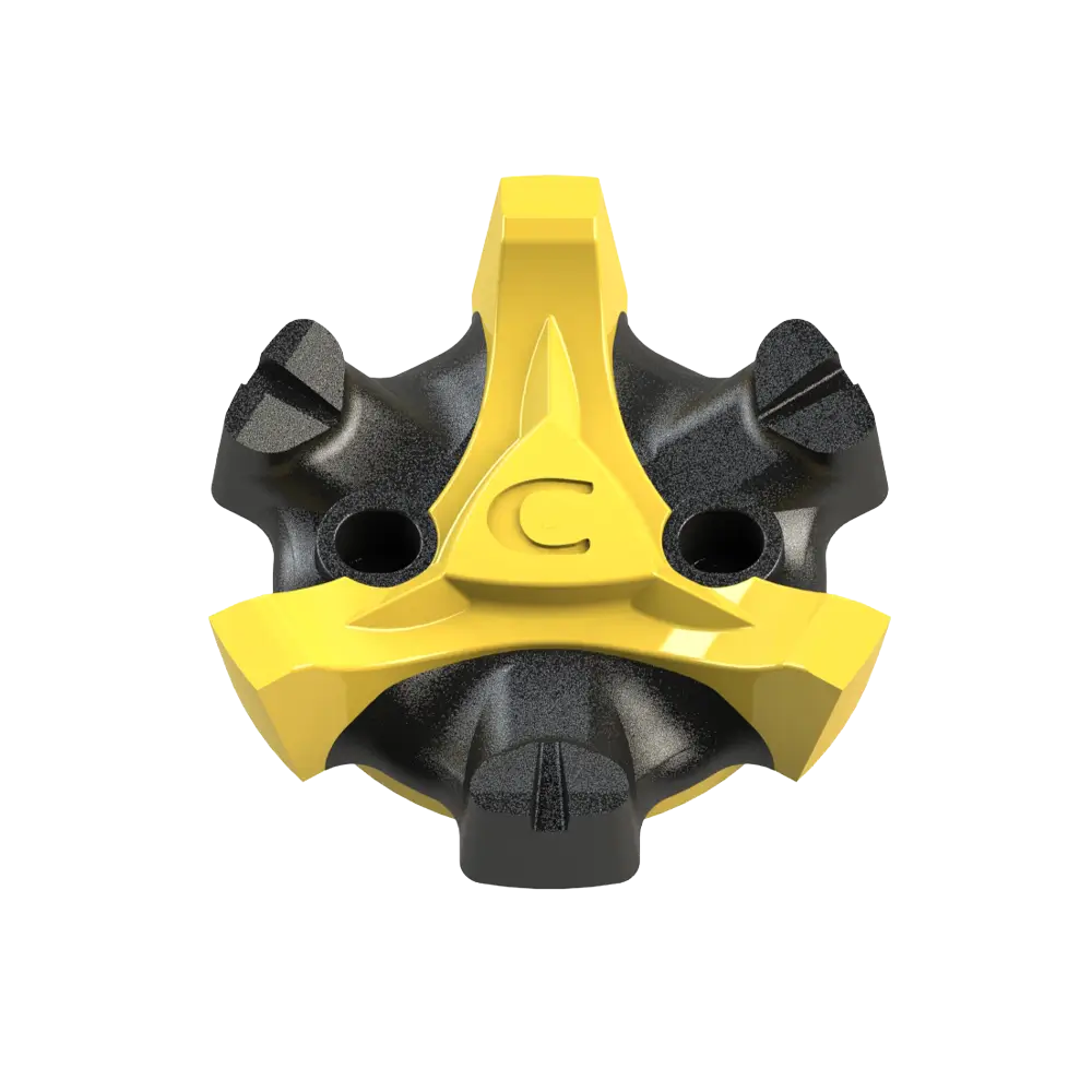 Front side angle of the yellow and black Scorpion Stinger Golf Spikes