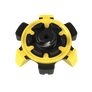 Back angle of the yellow and black Scorpion Stinger Golf Spikes
