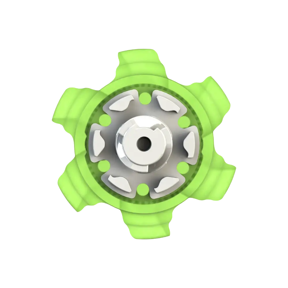 Back angle of green Pivix Golf Spikes