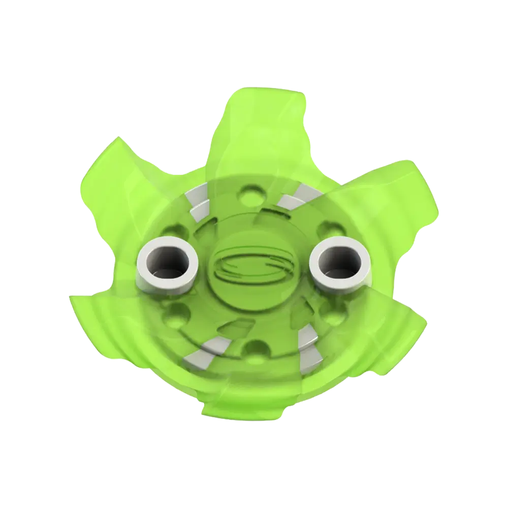 Front side angle of green Pivix Golf Spikes