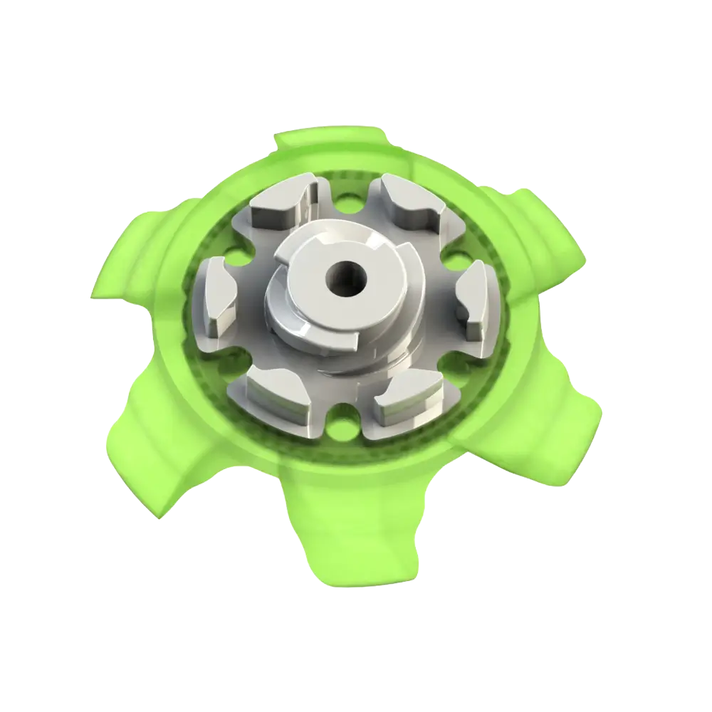 Back angle of green Pivix Golf Spikes