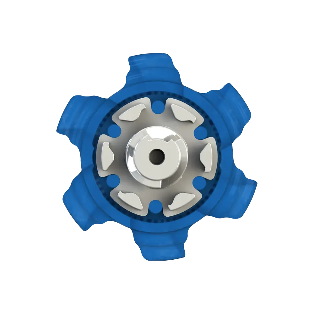 Back angle of blue Pivix Golf Spikes