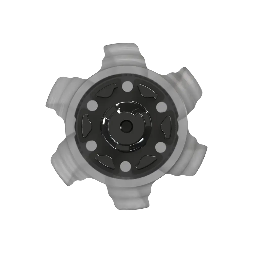 Back side of the gray and black Pivix Golf Spikes