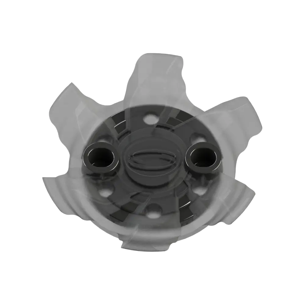 Front side angle of the gray and black Pivix Golf Spikes