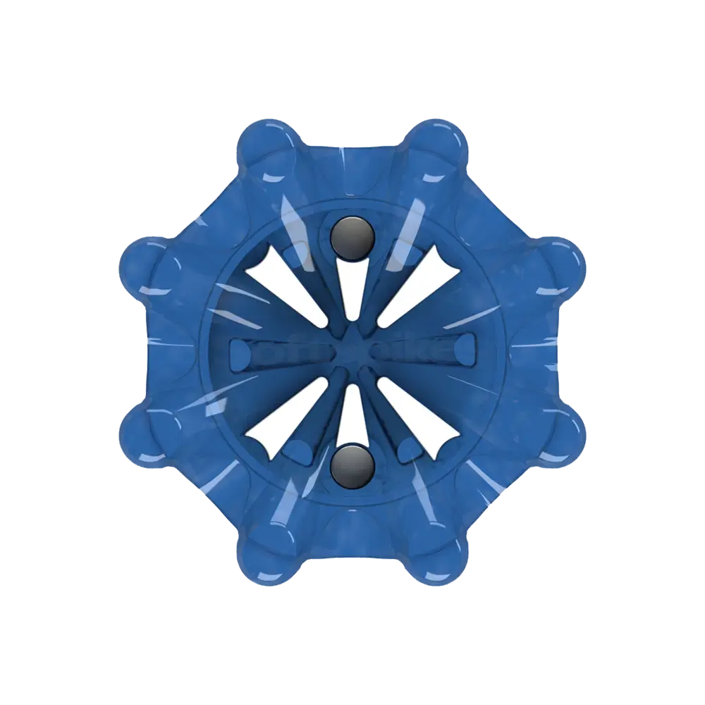 Front angle of blue Pulsar Golf Spikes