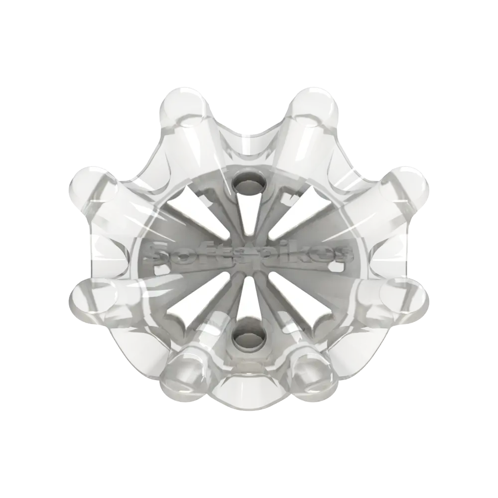 Side angle of white Pulsar Golf Spikes