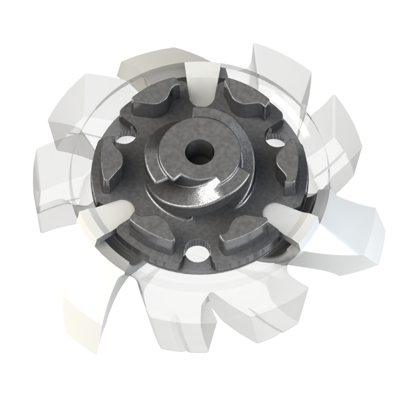 Bottom view of Tour Flex Pro spikes that are white and clear.