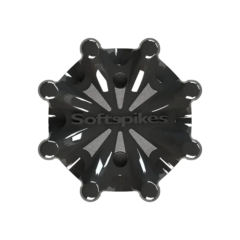 Front view of the Pulsar Golf Spikes black/silver