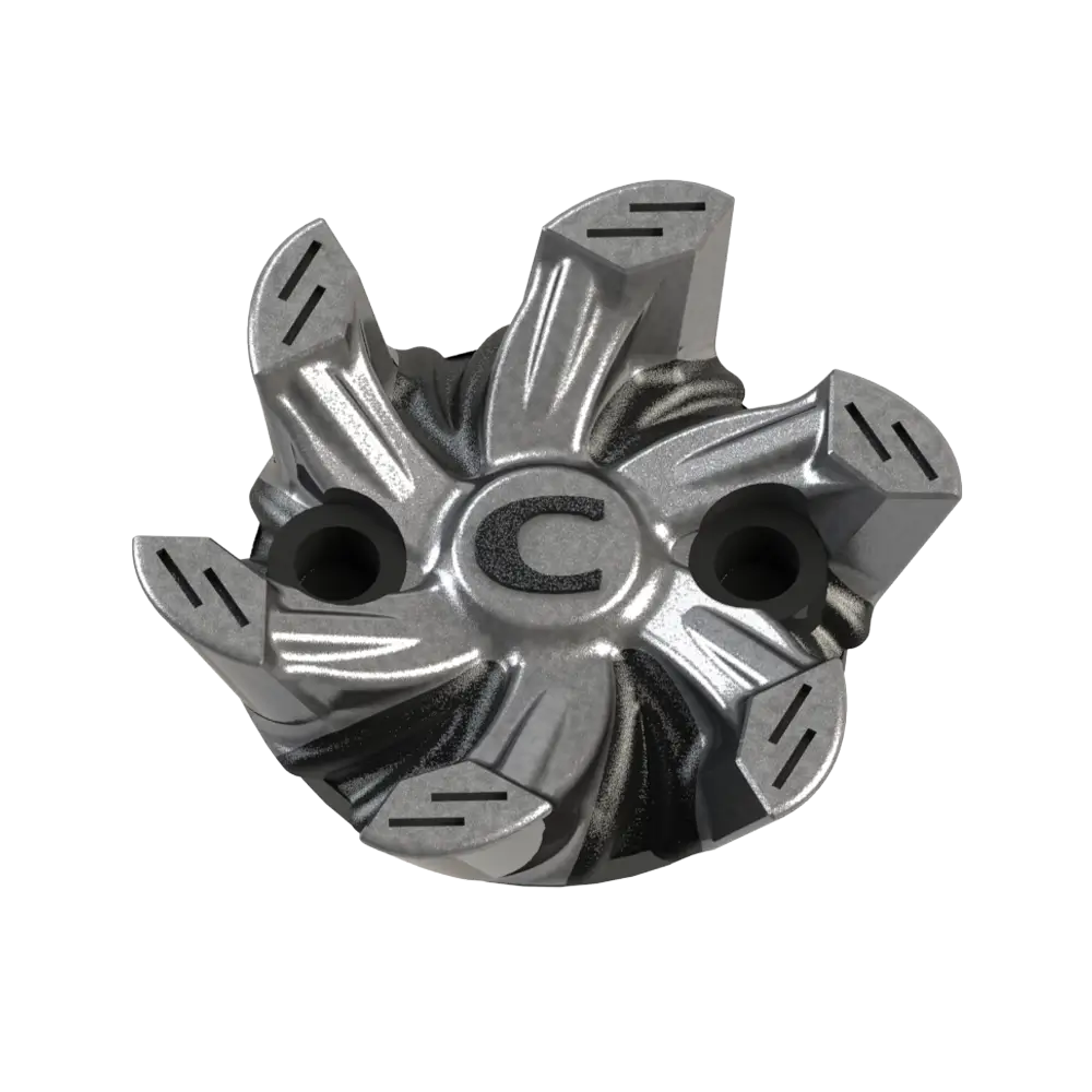 Front side angle of silver and black Helix Golf Spike.