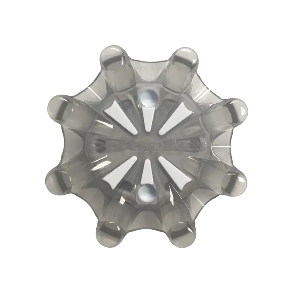 Front view of the Pulsar Golf Spikes dark grey/white.