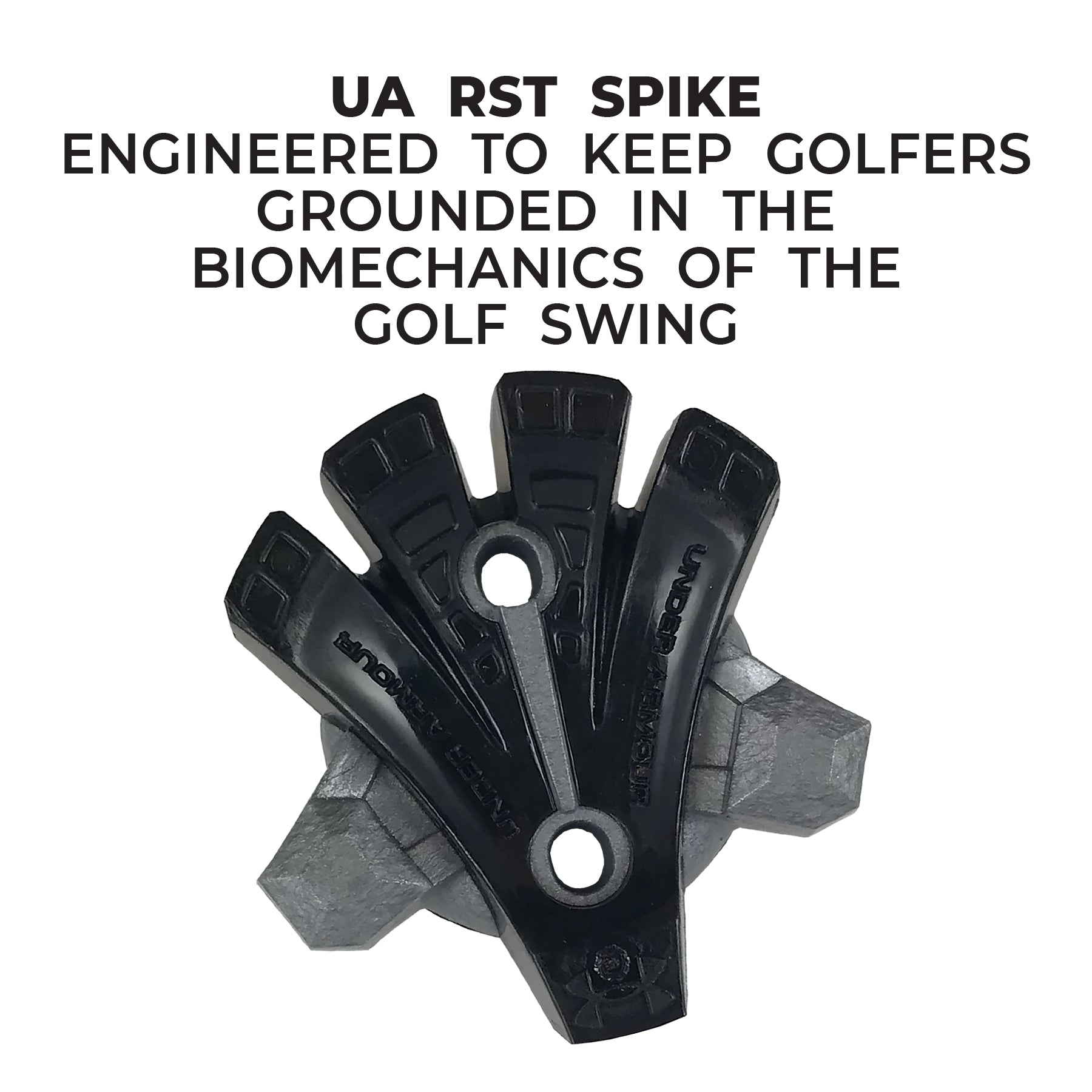 Under Armour RST spike showing its engineered to keep golfers grounded.
