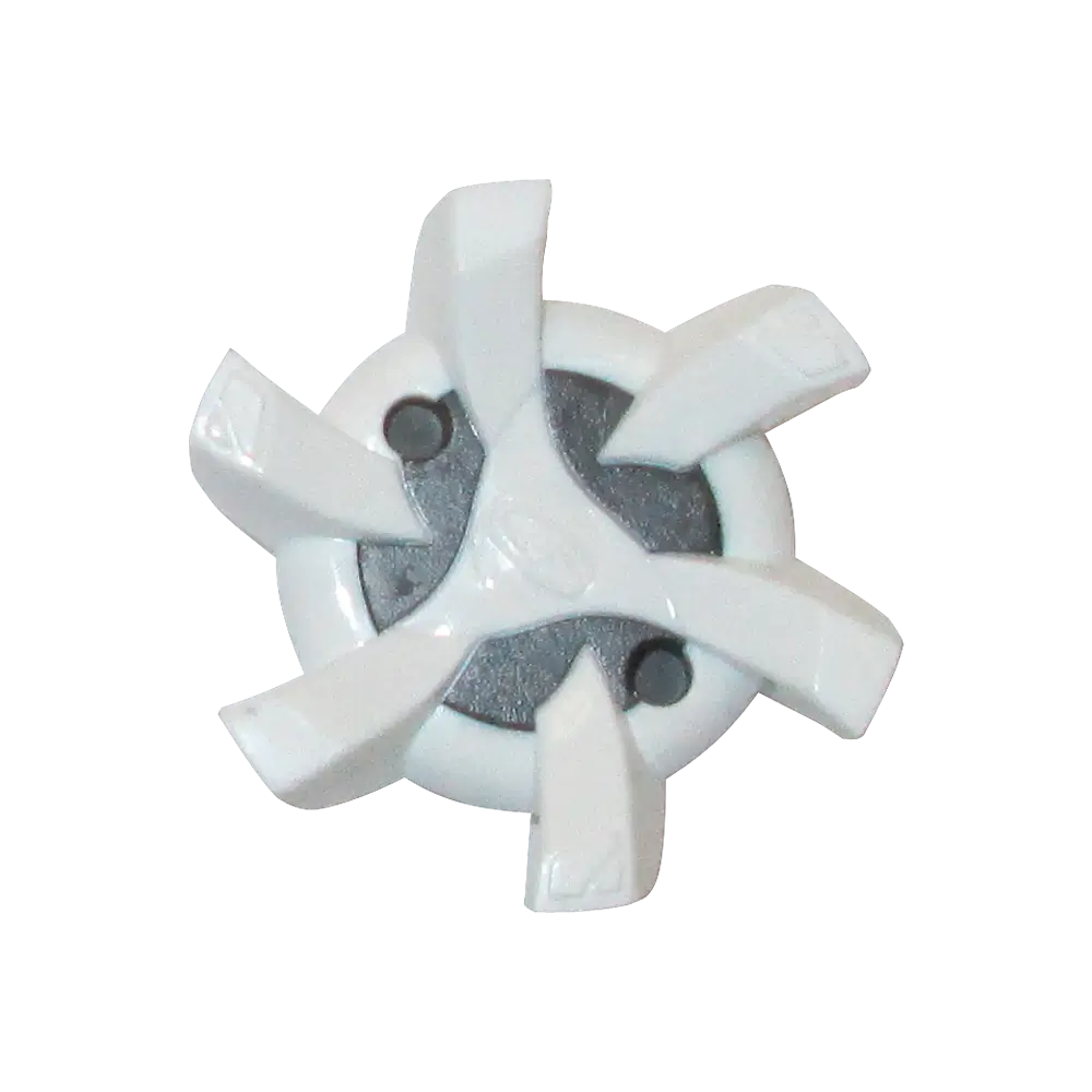 Top view of the Stealth Golf Spikes PINS White/Silver.