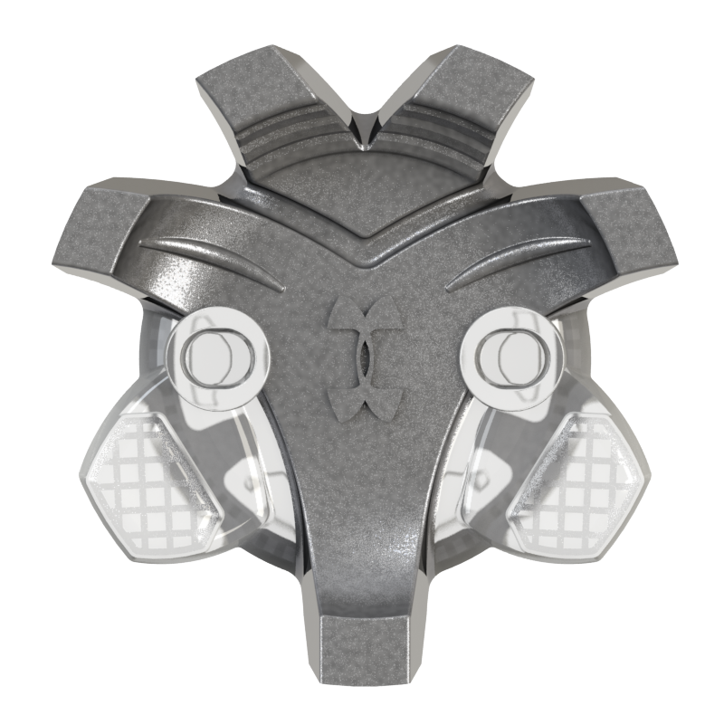 Front view of UnderArmor Fast Twist spikes that are white and clear.