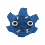 Front side angle of blue Pivix Golf Spikes