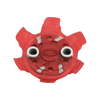 Front side angle of red Pivix Golf Spikes
