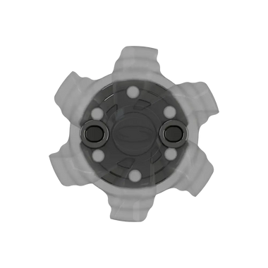 Front angle of the gray and black Pivix Golf Spikes
