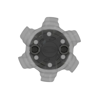 Front angle of the gray and black Pivix Golf Spikes