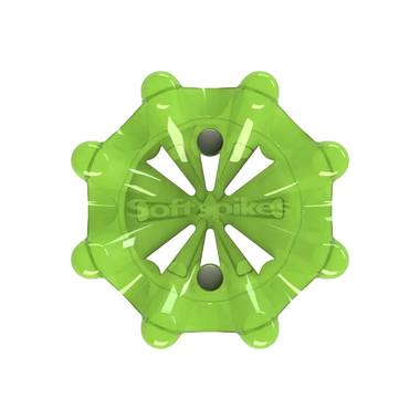 Front angle of slime green Pulsar Golf Spikes