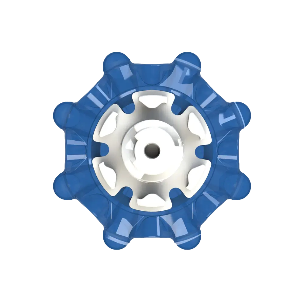 Back angle of blue Pulsar Golf Spikes