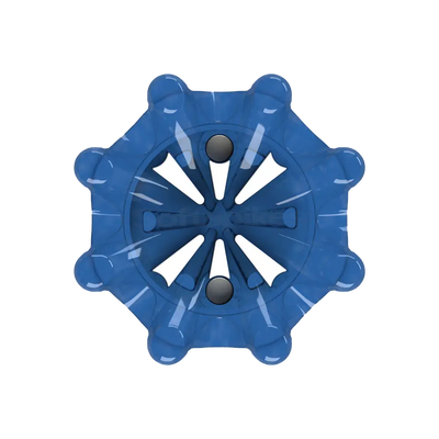 Front angle of blue Pulsar Golf Spikes