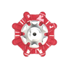 Top view of red Pulsar golf spike on a white background
