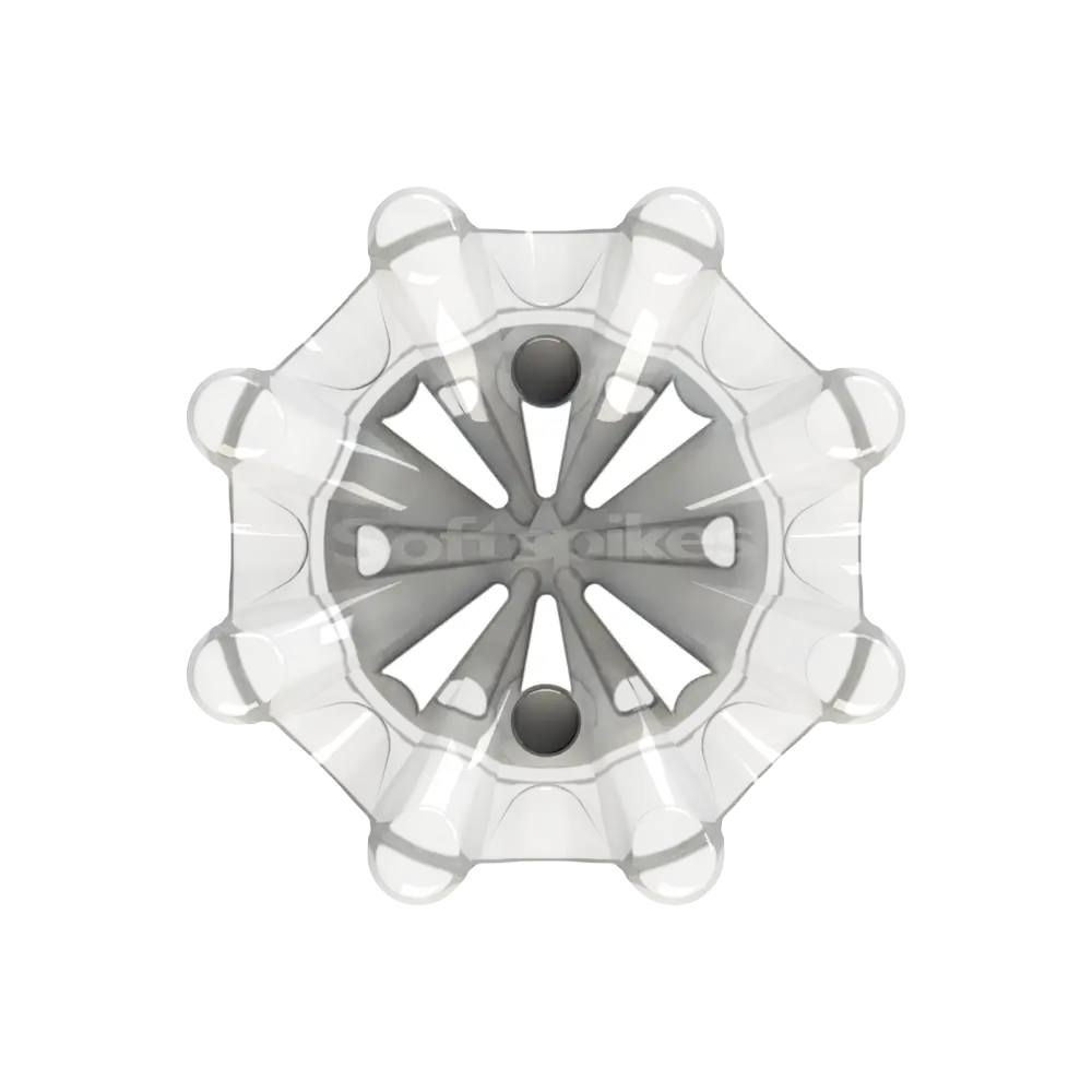 Front angle of white Pulsar Golf Spikes