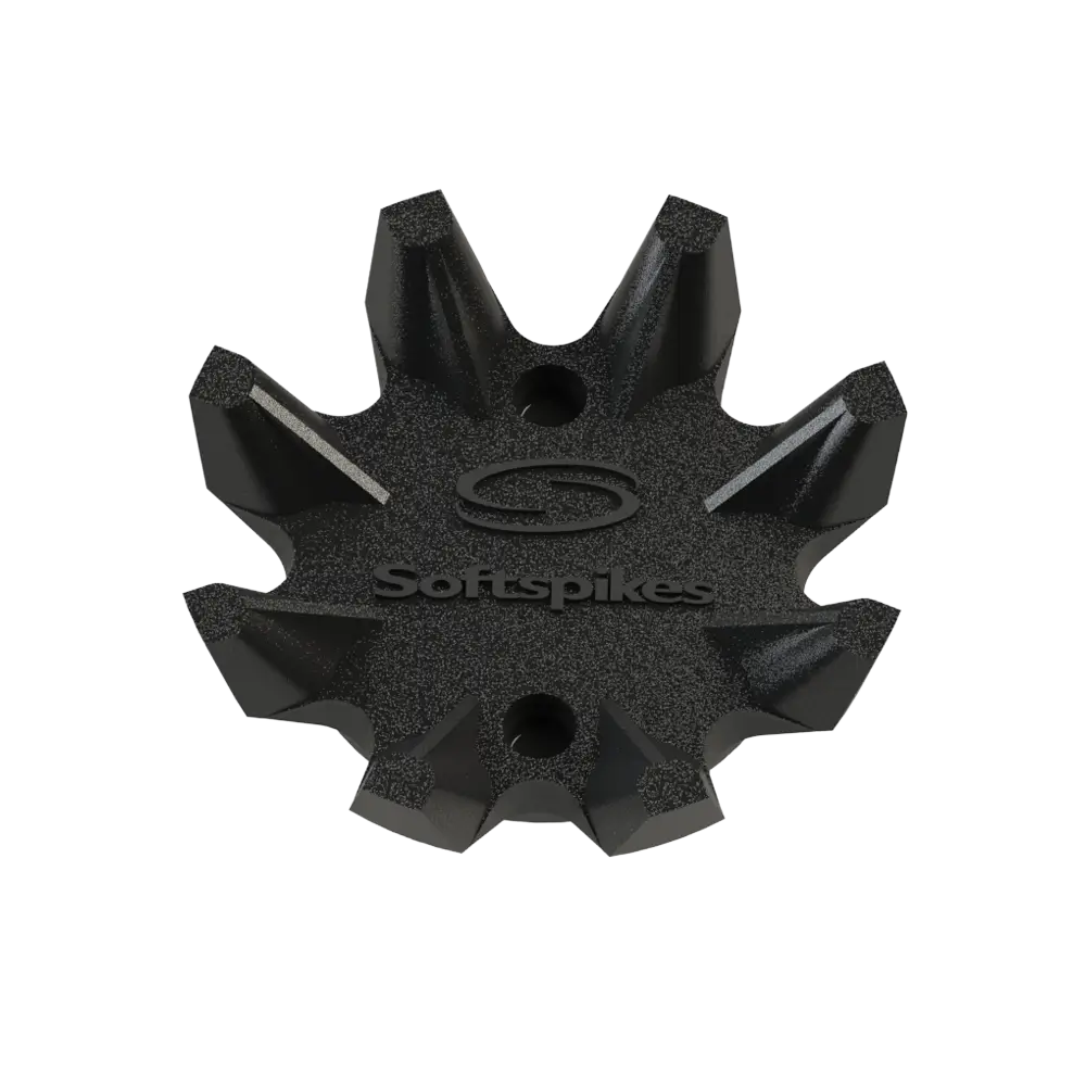 Front side angle of Black Widow golf traction spike.