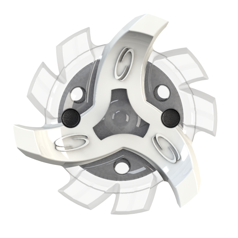 Front view of Tour Flex Pro spikes that are white and clear. 