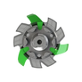 Top view of green and gray Tour Flex Pro golf spike traction device on a white background