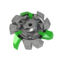 Top view of green and gray Tour Flex Pro golf spike traction device on a white background