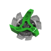 Bottom side view of green and gray Tour Flex Pro golf spike traction device on a white background