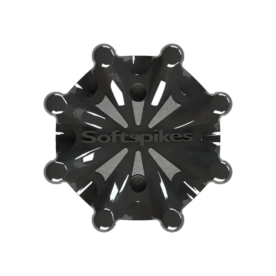 Front view of the Pulsar Golf Spikes black/silver