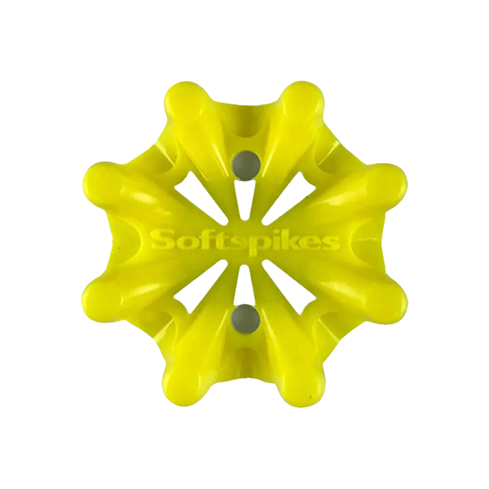 Front view of the neon yellow Pulsar Golf Spike. 