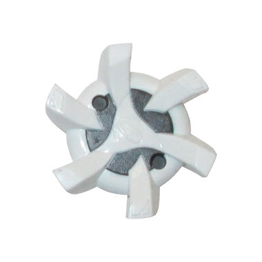 Top view of the Stealth Golf Spikes PINS White/Silver.