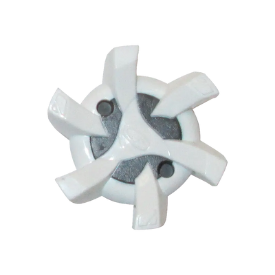 Top view of the Stealth Golf Spikes PINS White/Silver.