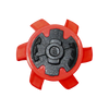 Bottom view of the Stealth Golf Spikes PINS Chilling Red/Black. 
