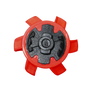 Bottom view of the Stealth Golf Spikes PINS Chilling Red/Black. 