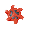 Top view of the Stealth Golf Spikes PINS Chilling Red/Black. 