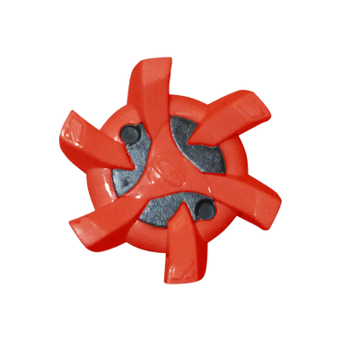 Top view of the Stealth Golf Spikes PINS Chilling Red/Black. 