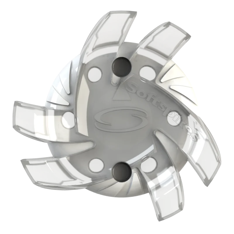 Top view of the white/translucent Nike Tour Flex Pro/Tornado Golf Spike. 